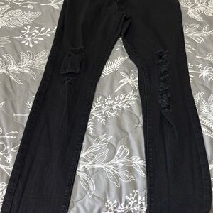 Fashion Nova Black Ripped Skinny Jeans